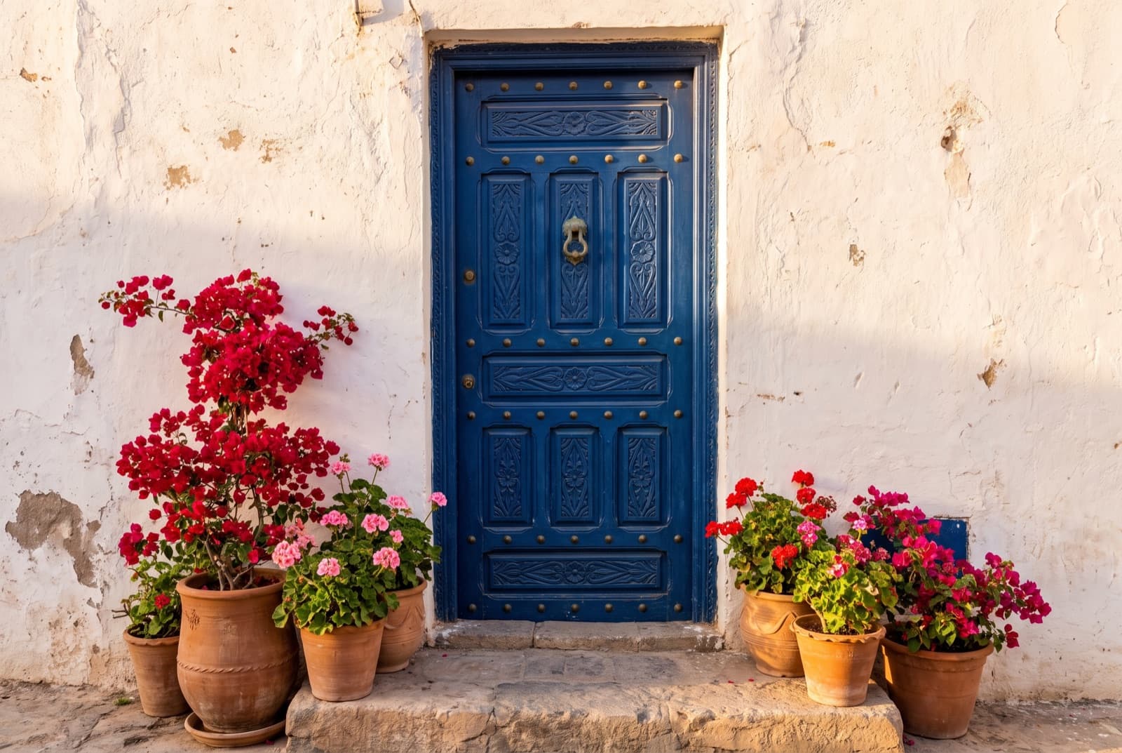 Porte de couleur vive sur façade sobre — l'accent qui accueille